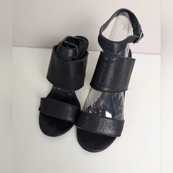 Vintage Le Chateau Leather Strappy Heels Women’s Black Y2K 90s Sz 7 4” Heel - Picture 3 of 10